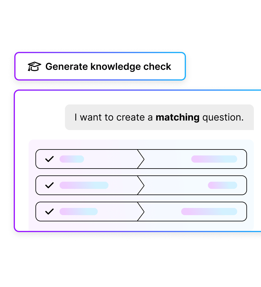 Rise AI Assistant interface showing how to generate a matching question.