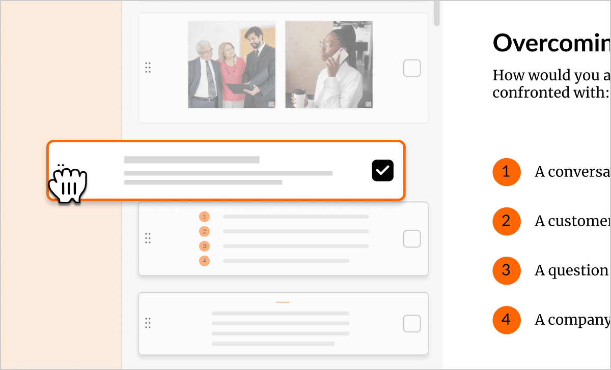 Manage Blocks interface showing the ability to reorder multiple blocks at once.
